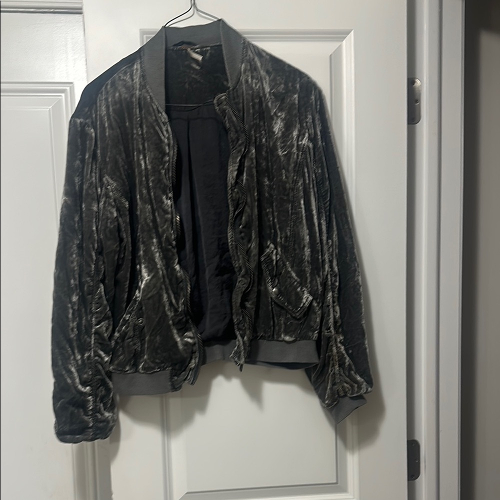 Free People Velvet Jacket - Dark Gray